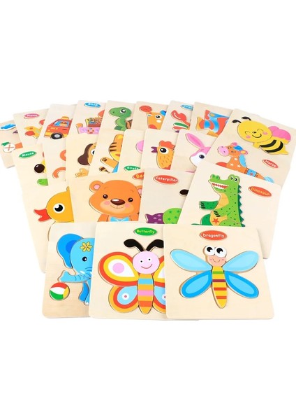 01 Helikopter Tarzı Montessori Ahşap 3D Bulmaca Yapboz Oyuncaklar Çocuklar Için Karikatür Hayvan Araç Ahşap Bulmacalar Zeka Çocuklar Bebek Eğitici Oyuncak (Yurt Dışından)
