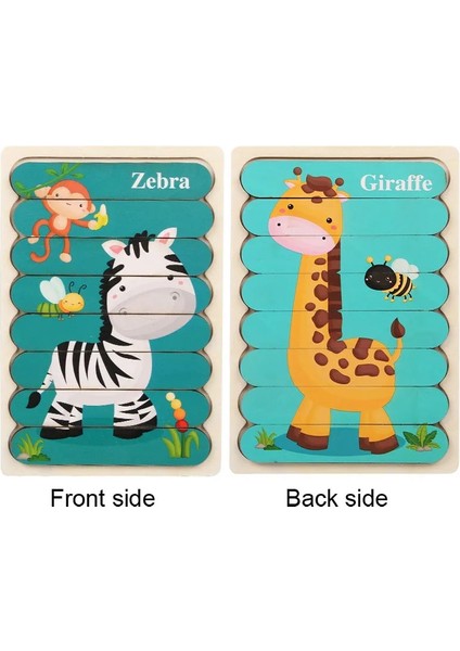 WT258 1pc Tarzı Hayvanlar 3D Yapboz Montessori Ahşap Yapboz Çocuklar Için Çift Taraflı Hikaye Bulmaca Eğitici Oyuncaklar Çocuklar Için Yıllar (Yurt Dışından)