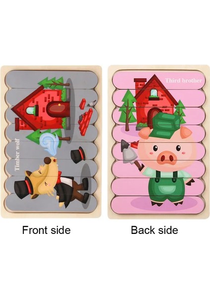 WT253 1pc Stili Hayvanlar 3D Yapboz Montessori Ahşap Yapboz Çocuklar Için Çift Taraflı Hikaye Bulmaca Eğitici Oyuncaklar Çocuklar Için Yıllar (Yurt Dışından)