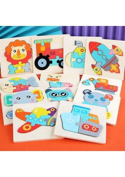 Dk-06 Stili 11CM Renkli Ahşap 3D Bulmacalar Karikatür Hayvanlar Çocuklar Bilişsel Yapboz Ahşap Oyuncaklar Çocuklar Için Bebek Eğitici Oyuncak Oyunları (Yurt Dışından)