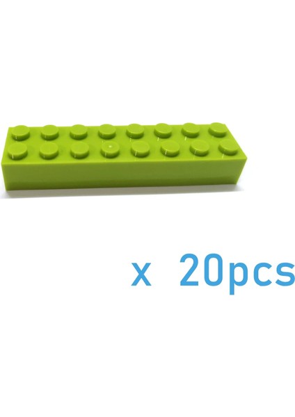 Açık Yeşil 20 Adet Stil Dıy Yapı Taşları Kalın 2x8 Nokta Eğitici Yaratıcı Oyuncaklar Çocuklar Için Figürler Plastik Tuğlalar Boyut Uyumlu Zeka (Yurt Dışından)