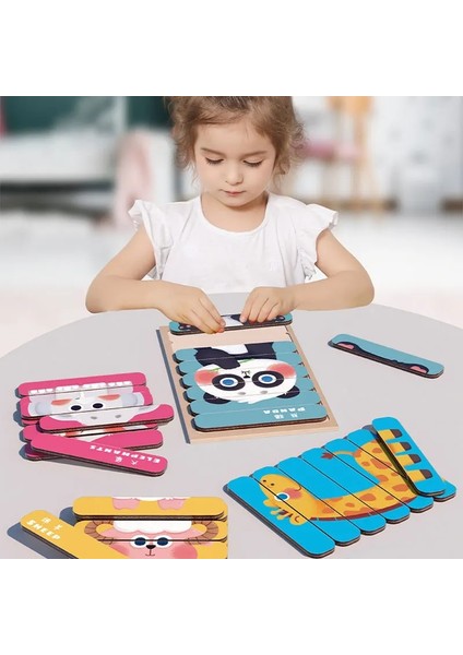 WT446 1pc Tarzı Hayvanlar 3D Yapboz Montessori Ahşap Yapboz Çocuklar Için Çift Taraflı Hikaye Bulmaca Eğitici Oyuncaklar Çocuklar Için Yıllar (Yurt Dışından)