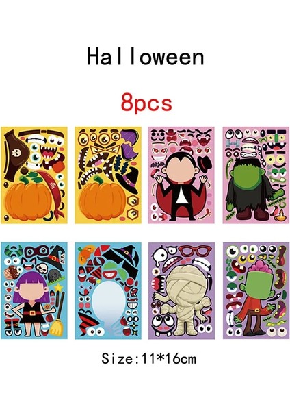 Cadılar Bayramı - 8 Adet Tarzı Çocuklar Dıy Çıkartmalar Yapboz Oyunları Make-A-Face Prenses Hayvan Dinozor Birleştirin Yapboz Çocuk Tanıma Eğitim Eğitim Oyuncak (Yurt Dışından)