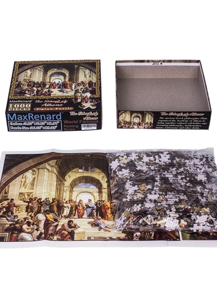L Tarzı Maxrenard Adultece Bulmacalar 50*70 cm Kağıt Montaj Boyama Atina Okulu Zor Yapboz Sanat Bulmacalar Oyuncaklar (Yurt Dışından)