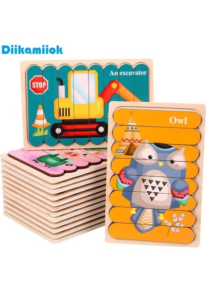 Q-01 Stili Çocuklar Ahşap Oyuncak Çift Taraflı 3D Bulmaca Yaratıcı Şerit Yapboz Istifleme Oyunu Bebek Montessori Eğitici Oyuncaklar Çocuklar Için (Yurt Dışından) fiyatları