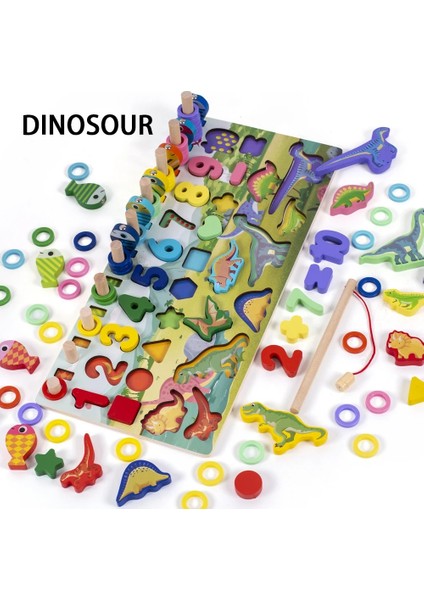 Dinozor Tarzı 3D Ahşap Montessori Eğitici Ahşap Oyuncaklar Okul Öncesi Sayma Geometri Meşgul Masa Oyunları Çocuklar Için Sıralayıcı Balık Tutma Matematik Öğrenin (Yurt Dışından)