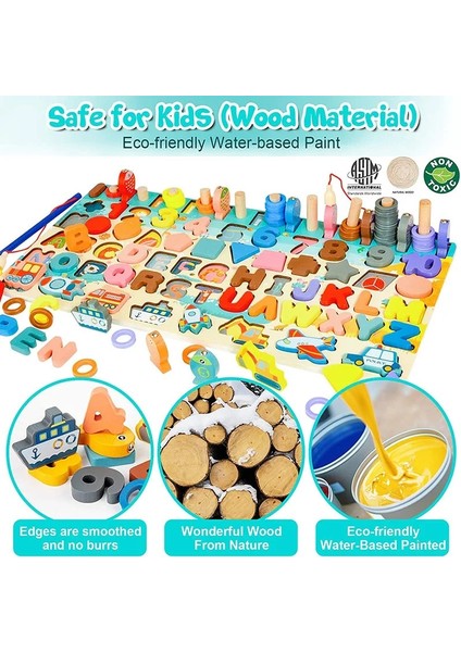 Dinozor Tarzı 3D Ahşap Montessori Eğitici Ahşap Oyuncaklar Okul Öncesi Sayma Geometri Meşgul Masa Oyunları Çocuklar Için Sıralayıcı Balık Tutma Matematik Öğrenin (Yurt Dışından) modelleri