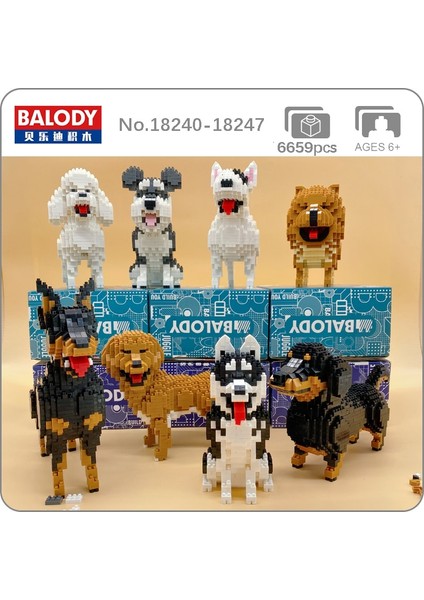 Chowdren Köpek Stili Balody Doberman Kaniş Dachshund Husky Schnauzer Chowdren Bull Terrier Köpek Hayvan Pet 3D Mini Elmas Bloklar Yapı Oyuncak Kutu Yok (Yurt Dışından)