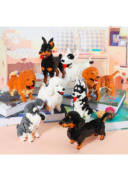 Chowdren Köpek Stili Balody Doberman Kaniş Dachshund Husky Schnauzer Chowdren Bull Terrier Köpek Hayvan Pet 3D Mini Elmas Bloklar Yapı Oyuncak Kutu Yok (Yurt Dışından)