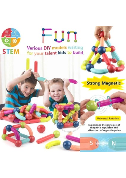 42 Adet Kutu Stili Çocuklar Manyetik Yapıcı Blok Tasarımcı Seti Mıknatıs Çubuk Çubuk Yapı Taşları Montessori Eğitici Oyuncaklar Çocuklar Için Erkek Kız (Yurt Dışından)