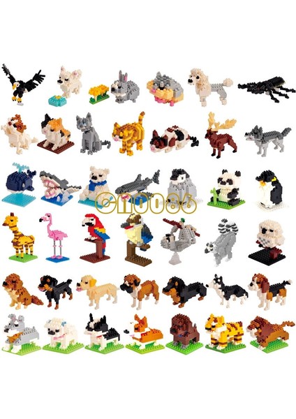B38 Stili Wisehawk Mini Yapı Taşları Elmas Hayvan Modeli Çanta Tuğla Köpek Kedi Geyik Balık Serisi Oyuncaklar Çocuklar Için Hediyeler B24-D15 (Yurt Dışından)