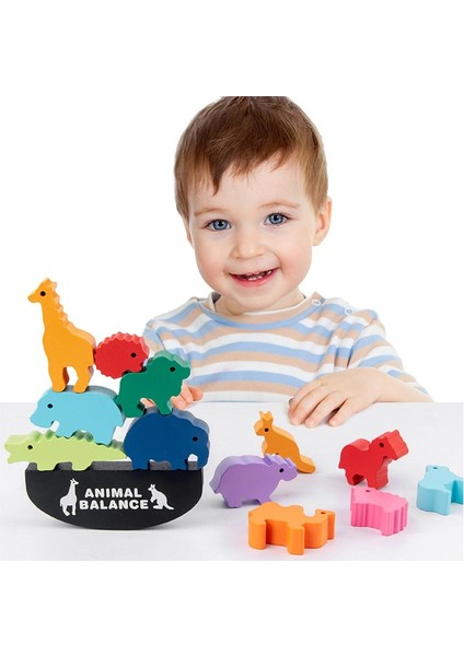 Dinozor Dünya Tarzı Çocuk Ahşap Istifleme Denge Yapı Taşı Oyuncak Karikatür Hayvan Dinozor Renkli Bloklar Denge Oyunları Montessori Ahşap Oyuncaklar (Yurt Dışından) fırsatları