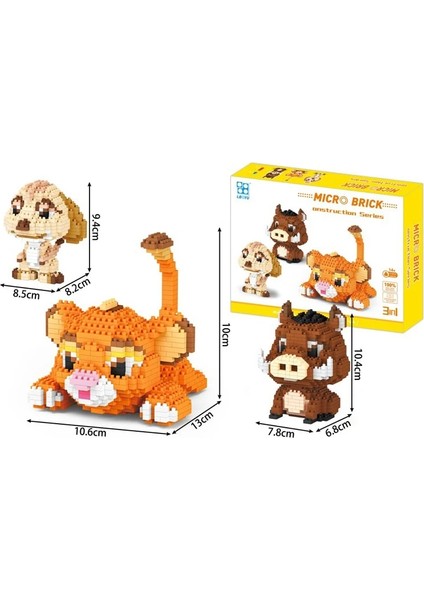 7156A Stili Kutu Yok + Karikatür Serisi Aslan Kral Mikro Yapı Taşları Simba Timon Pumbaa Figürler Elmas 3D Model Mini Tuğla Oyuncak Çocuklar Için (Yurt Dışından)