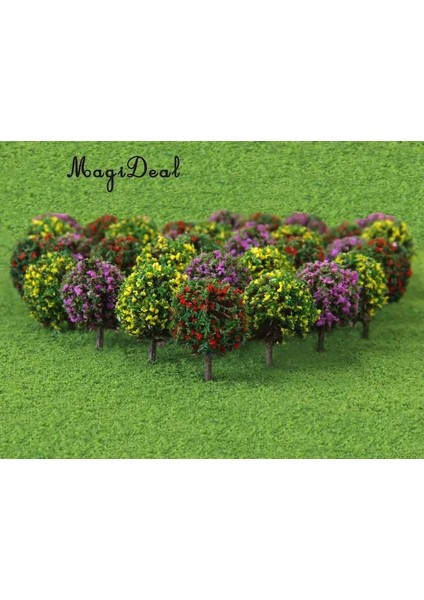 Magideal Lot Karışık 3 Renk Çiçek Modeli Tren Ağaçları Top Şekilli Manzara Manzara Ölçeği Demiryolu Yolu Çocuklar Için Oyuncak (Yurt Dışından)