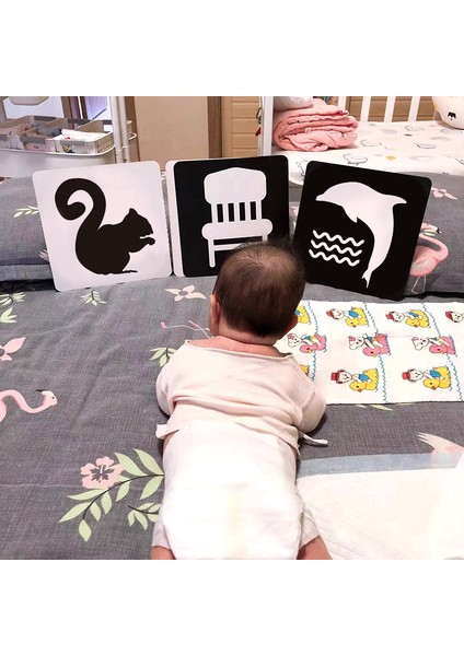 B851SOFT Bebek Kitapları Stili Montessori Bebek Oyuncakları Eğitici Flashcard Yüksek Kontrast Görsel Uyarım Öğrenme Duyusal Oyuncak Kağıt Eğitim Flash Kart Oyunu (Yurt Dışından)