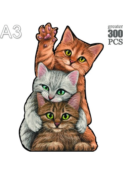 Mao-03-A3 Stili Yetişkinler Için Yeni Kedi Ahşap Yapbozlar Çocuklar Ahşap Dıy El Sanatları Hayvan Şekilli Noel Hediyesi Ahşap Yapboz Cehennem Zorluğu (Yurt Dışından)