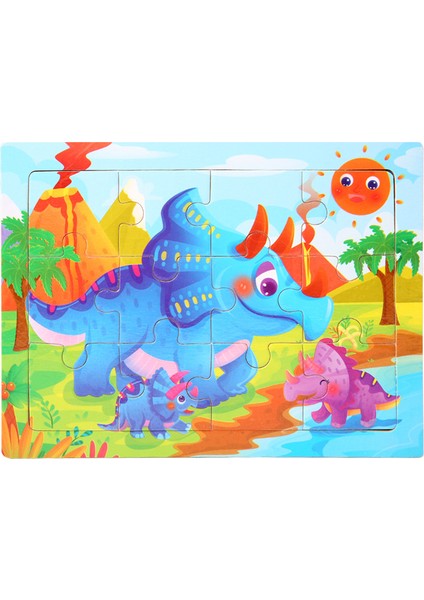 3-Triceratops Stili Ahşap 3D Bulmaca 15*10 cm Çocuklar Için Yapboz Bebek Karikatür Animaltraffic Dinozor Bulmacalar Eğitici Oyuncak Çocuklar Hediye Blokları (Yurt Dışından)