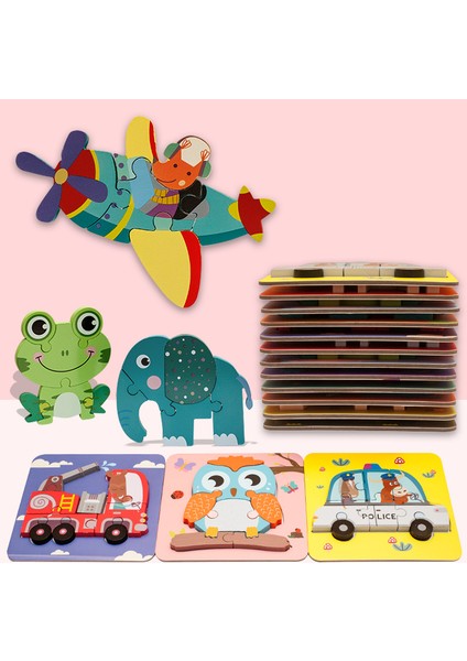 Ad-10 Stili Yüksek Li Bebek Ahşap 3D Bulmaca Karikatür Hayvan Tangram Şekiller Öğrenme Eğitim Zeka Çocuklar Için Yapboz Oyuncaklar (Yurt Dışından)