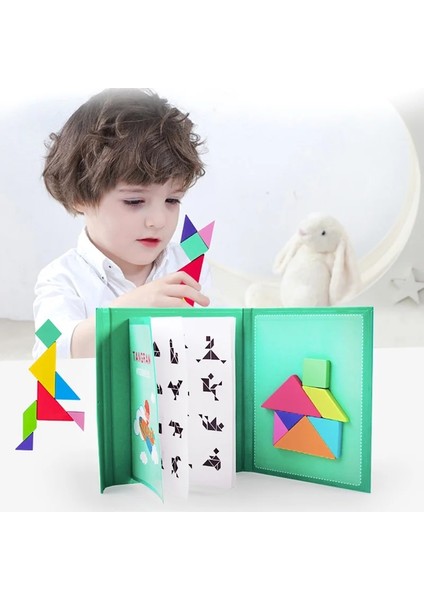 Yumurta Şekli Stili Manyetik Tangram Bulmaca Kitap Taşınabilir Bebek Oyuncakları Çocuklar Montessori Istihbarat Yapboz Ahşap Çocuklar Için Eğitici Oyuncaklar (Yurt Dışından)