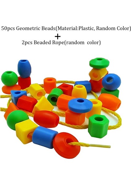 50GEOMETRI BEAD2ROPE Stili Boncuk Oyuncaklar Geometrik Şekil Boncuklar Tel Çekme Boncuk Oyunu Bebek Çocuklar Için Eğitici Oyuncak Çocuk El Sanatları Boncuk Oyuncak (Yurt Dışından)