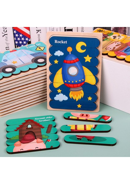 1 Adet Stil 01 Stil 1 Adet Çift Taraflı 3D Bulmaca Karikatür Şerit Ahşap Yaratıcı Bebek Oyuncak Hikayeler Anlatan Istifleme Yapboz Montessori Oyuncak Çocuklar Için (Yurt Dışından)