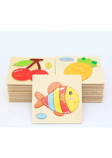 No.24 Tarzı 3D Ahşap Yapboz Hayvanlar Çocuk Karikatür Hediye Sevimli Çocuk Öğrenme Montessori Oyunları Için Zeka Eğitici Ahşap Oyuncaklar (Yurt Dışından)