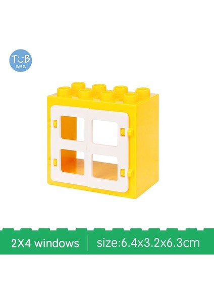 Sarı 2x4 Pencere Stili Büyük Yapı Taşları Toplu Sahneler Modeli Ev Kapı Pencere Duvar Aksesuarları Tuğla ile Uyumlu Diy Oyuncaklar Çocuklar Için Hediye (Yurt Dışından)