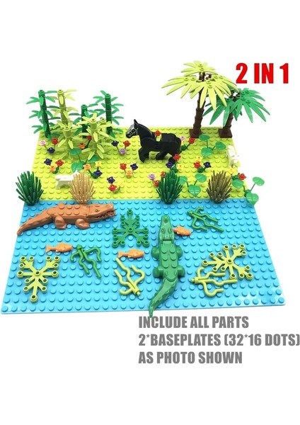 2BASE-0610 Stili Yağmur Ormanı Parçaları Hayvan Yeşil Çim Orman Çalı Çiçek Ağacı Bitkiler Yapı Taşları Dıy Moc Araya Uyumlu S Taban Plakası (Yurt Dışından)