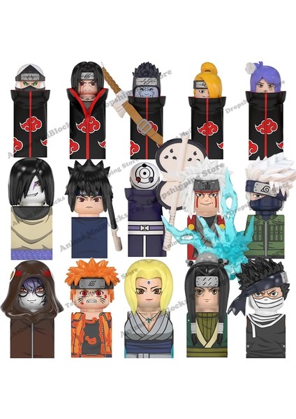 Koyu Yeşil Tarzı Naruto Sasuke Sakura Kakashi Obito Jiraiya Tsunade Anime Bebekleri Mini Aksiyon Oyuncak Figürleri Karikatür Araya Bloklar Çocuk Doğum Günü Hediyesi (Yurt Dışından) modelleri