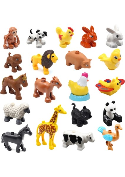 Beyaz Tavşan Stili Büyük Boy Dıy Parçaları Yapı Taşları Uyumlu Tuğlalar Hayvan Hayvanat Bahçesi Aksesuarları Figürleri Maymun Köpek Aslan Geyik Oyuncakları Çocuklar Için Hediyeler (Yurt Dışından)