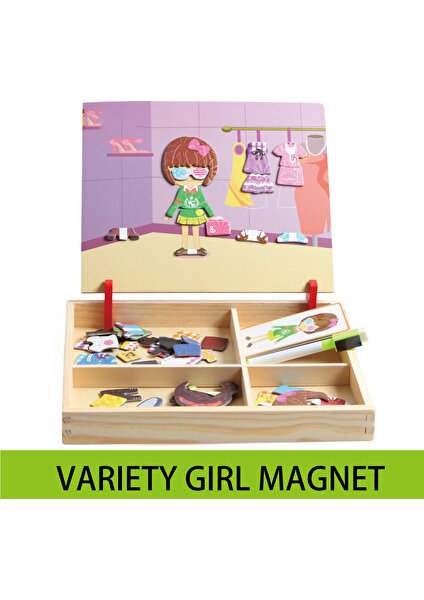 Pengfu Shop Çeşitli Kız Tarzı Ahşap Eğitici Bulmaca Montessori 3D Magnetldren's Bulmaca Eğitici Oyuncaklar Yeniden Kullanılabilir Dıy Oyuncak Okul Öncesi Eğitici Oyuncaklar (Yurt Dışından)