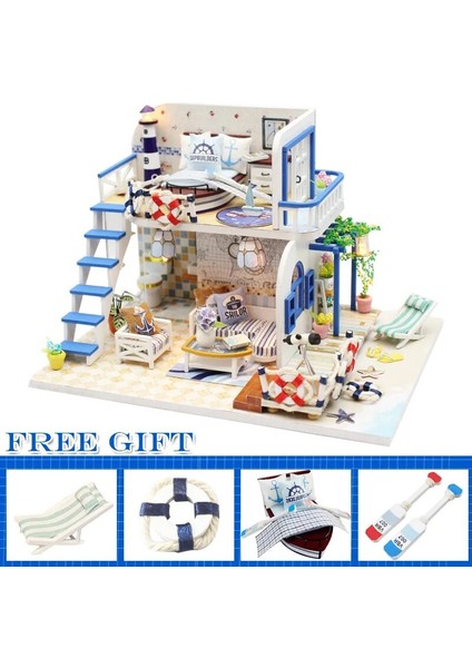 M032 Stili Cutebee Dıy Dollhouse Kiti Ahşap Bebek Evleri Minyatür Dollhouse Mobilya Kiti Çocuklar Için LED Oyuncaklar ile Noel Hediyesi TD16 (Yurt Dışından)