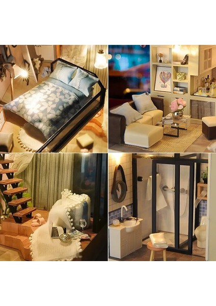 M032 Stili Cutebee Dıy Dollhouse Kiti Ahşap Bebek Evleri Minyatür Dollhouse Mobilya Kiti Çocuklar Için LED Oyuncaklar ile Noel Hediyesi TD16 (Yurt Dışından) fırsatları