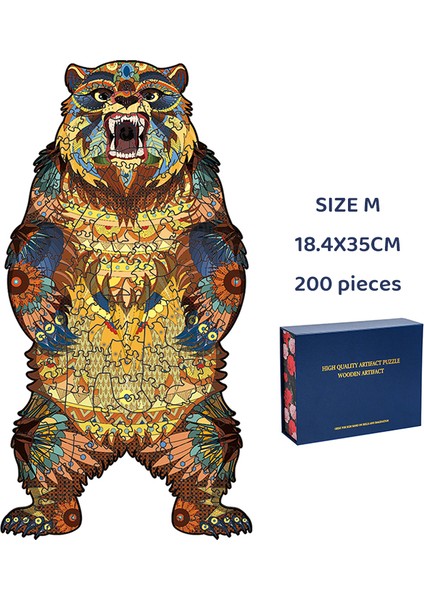 King-M Tarzı Ayı 3D Ahşap Bulmaca Efsanevi Hayvan Bulmacalar Butik Hediye Kutusu Ambalaj Yetişkin Çocuklar Için Dıy El Sanatları Hediye Muhteşem Montessori Oyuncak Hediye (Yurt Dışından)