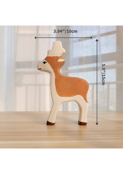 Sika Geyiği Stili Ahşap El Sanatları Büyük Hayvanlar Oyuncaklar Çocuklar Için El Yapımı Şekil Biliş Montessori Çocuklar Için Erken Eğitici Oyuncaklar Jouets (Yurt Dışından)