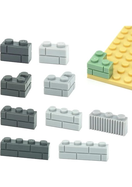 Koyu GRI-50PCS Tarzı Kalın Duvar Figürleri Tuğla Uyumlu Dıy 1x2 1x3 1x Nokta Yapı Taşları Eğitici Ev Inşaat Oyuncakları (Yurt Dışından)
