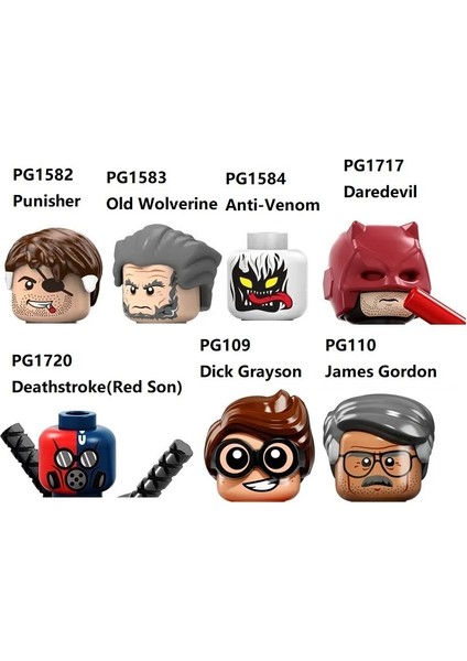 X1460 Stili Punisher Eski Wolverine Anti Venom Daredevil Deathstroke Kırmızı Oğul Dick Grayson James Gordon Yapı Taşları Mini Aksiyon Figürü Oyuncak (Yurt Dışından)