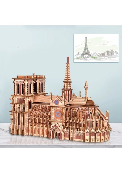 No.29 Tarzı 3D Ahşap Bulmacalar Notre Dame Katedrali Yelkenli Tekne Uçak Dıy Yapboz Woodcraft Kiti Çocuklar Için Eğitici Oyuncaklar Bina Robot Modeli (Yurt Dışından)