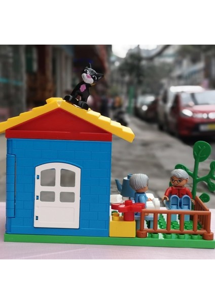 S04 Küçük Çocuk Stili Büyük Boy Yapı Taşları Uyumlu Büyük Tuğla Şekil Aile Evi Yatak Açık Kamp Çocuk Çocuk Eğitici Yaratıcı Oyuncaklar (Yurt Dışından)