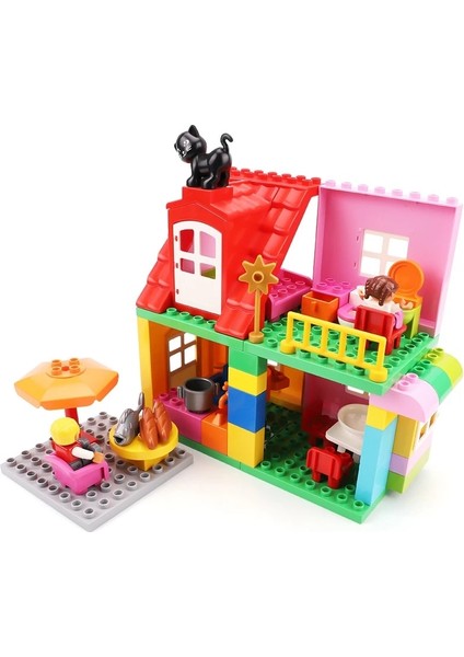 S04 Küçük Çocuk Stili Büyük Boy Yapı Taşları Uyumlu Büyük Tuğla Şekil Aile Evi Yatak Açık Kamp Çocuk Çocuk Eğitici Yaratıcı Oyuncaklar (Yurt Dışından)