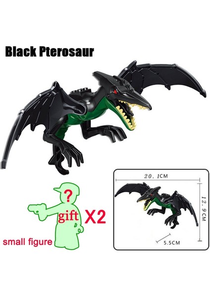 Büyük Siyah Pterosaur Stili 2021 Jurassic Dinozor Figürü Yapı Taşı Oyuncak Dino T-Rex Indoraptor Tyrannosaurus Rex Jiroskop Animal World Park Modeli Tuğla (Yurt Dışından)