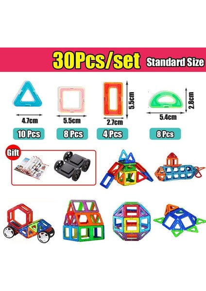 30 Adet Set Stili Büyük Boy Manyetik Tasarımcı Mıknatıs Yapı Taşları Aksesuarlar Model ve Yapı Yapıcı Oyuncaklar Çocuklar Için Eğitici (Yurt Dışından)