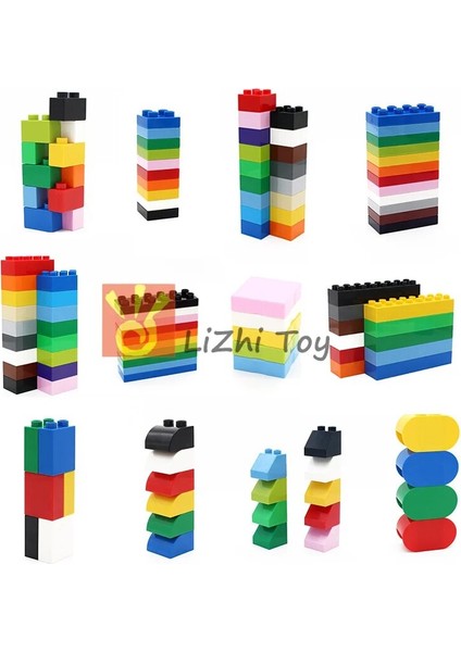 1x2 Tuğla 10 Adet Tarzı Moc Büyük Boy Yapı Taşları Tuğla Montajlı Aksesuarlar Toplu Parça Uyumlu Yapı Taşları Büyük Oyuncaklar (Yurt Dışından)