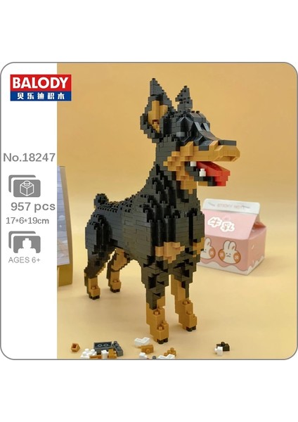 Doberman Köpek Stili Balody Doberman Kaniş Dachshund Husky Schnauzer Chowdren Bull Terrier Köpek Hayvan Pet 3D Mini Elmas Bloklar Yapı Oyuncak Kutu Yok (Yurt Dışından)