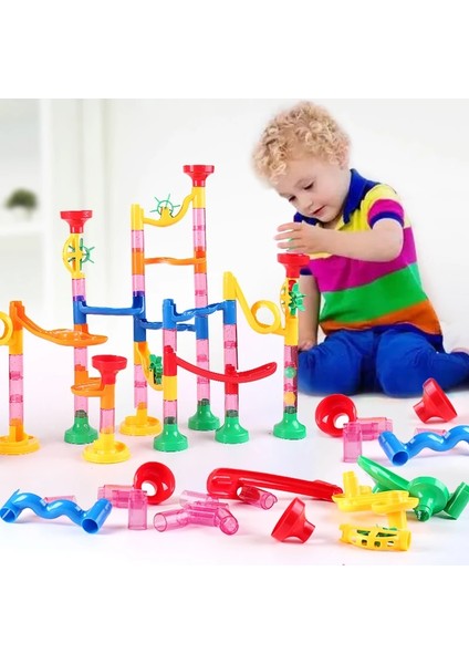 80 Adet Kutu Stili Yok Adet Set Dıy Inşaat Mermer Run Yarış Pisti Yapı Taşları Çocuklar 3D Labirent Topu Rulo Oyuncaklar Çocuklar Noel Hediyesi (Yurt Dışından)