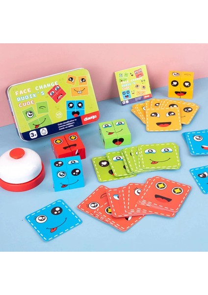 Koyu Gri Tarzı Yenı Ahşap Bulmaca Montessori Anksiyete Stres Giderici Oyuncaklar Çocuklar Çocuklar Için Yüz Değişen Yapı Taşları Karikatür Küp Tahta Oyunu (Yurt Dışından) modelleri