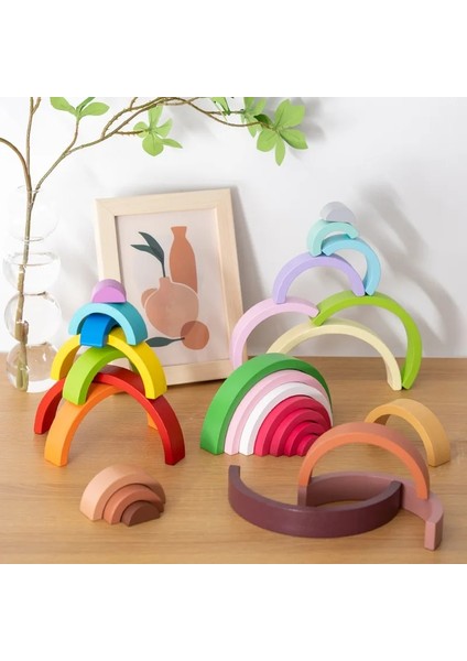 Wulan Stili Sıcak Kemer Köprüsü Gökkuşağı Yapı Taşları Çocuklar Ahşap Istifleyici Bebek Oyuncak Renk Bilişsel Çocuk Montessori Eğitici Ahşap Oyuncaklar (Yurt Dışından) fırsatları