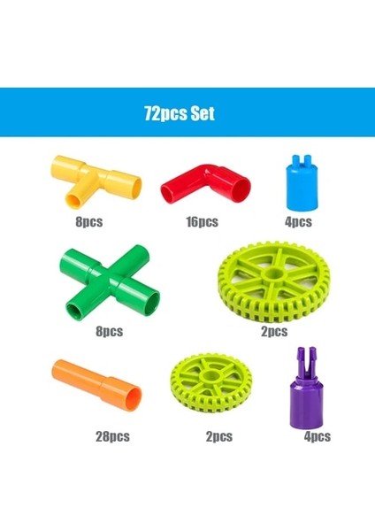 72 Adet Set Stili Adet Eğitici Dıy Nargile Yapı Taşları Montaj Boru Hattı Tüneli Plastik Bloklar Oyuncaklar Çocuklar Için Hediyeler (Yurt Dışından)