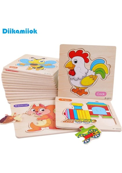 P902 Stili Çocuklar Ahşap 3D Yapboz Hayvan Trafik Araba Bebek Bilişsel Öğrenme Çocuklar Için Eğitici Oyuncaklar Zeka Oyunu Ahşap Oyuncak (Yurt Dışından)