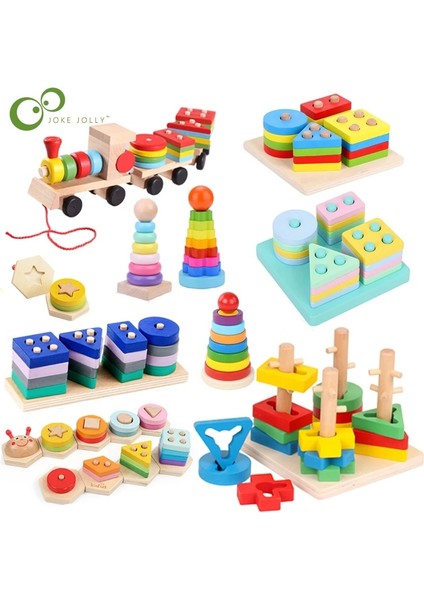 Hayvan Kulesi Stili Renkli Geometrik Şekiller Eşleşen Oyuncaklar Çocuklar Erken Öğrenme Egzersiz Uygulamalı Yetenek Montessori Eğitici Ahşap Oyuncaklar (Yurt Dışından) fiyatları